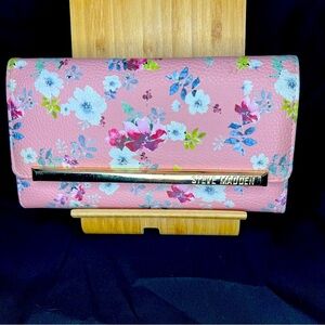 Steve Madden Pink Floral Wallet with Gold Interior